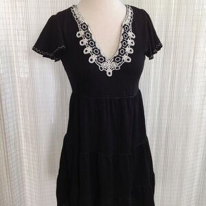 Max Studio Dress Tier Black Embroidered Size XS